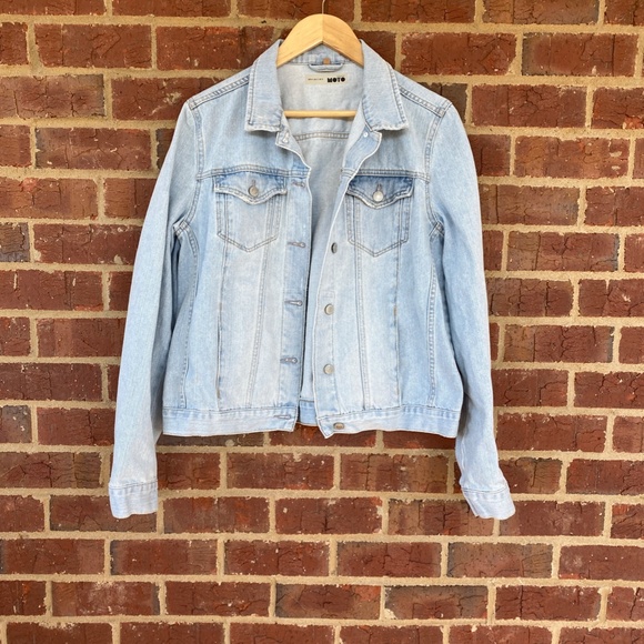 TopShop Moto Light Blue Denim Jacket 12 US - Picture 1 of 14